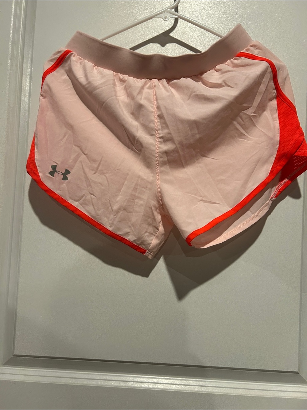 Under Armour Light Pink Women's Athletic Shorts with Coral Trim